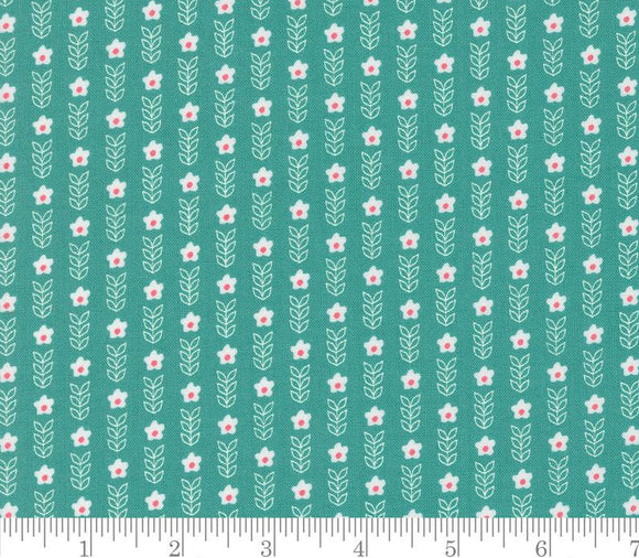 Strawberry Lemonade Blooms Small Floral Stripe Teal 37673 21 by Sherri & Chelsi from Moda