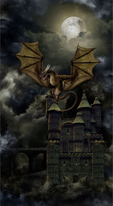DRAGON'S LAIR 24" x 42" Dragon's Castle CD2995-Black from Timeless Treasures by the panel