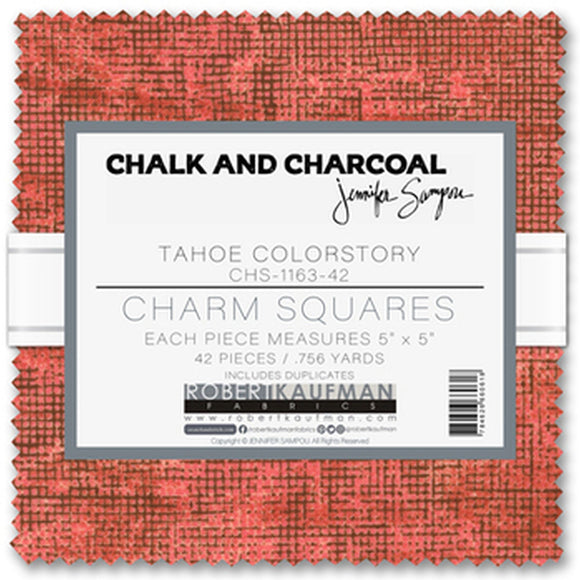 Chalk and Charcoal - Tahoe Colorstory Charm Squares by Jennifer Sampou from Robert Kaufman by the pack