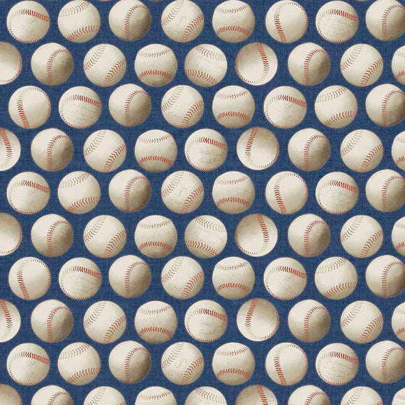 All American Sports Game Time Blue Baseball Fabric 2389-55 from Benartex by the yard