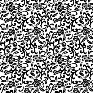 Better Basics White/Black Scroll Floral Fabric 7808-99 from Kanvas by the yard
