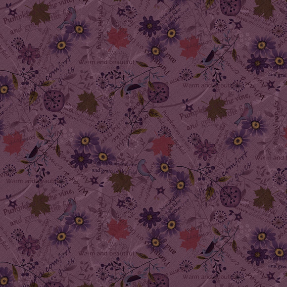 Blessings of Home Purple Floral Fabric 2684-55 from Henry Glass by the yard
