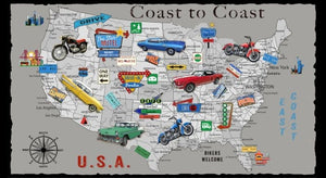 Coast To Coast 24" x 44" US Map Panel B-9198P-90 from Blank by the panel