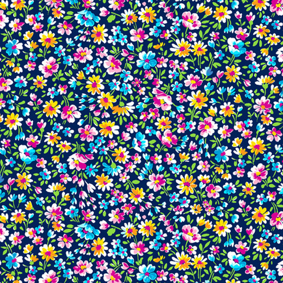 Floral Cache Navy Packed Floral 28884N from Quilting Treasures by the yard