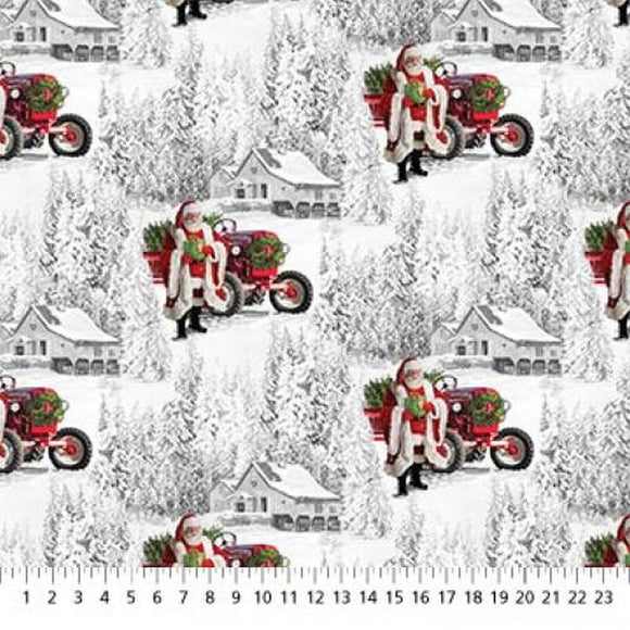 Here Come Santa White Santa Scenic Fabric DP24066-10 from Northcott by the yard