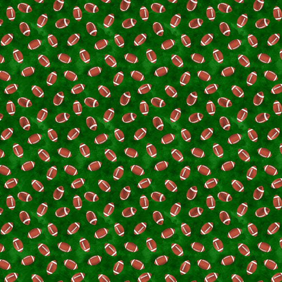 Small World Green Footballs Fabric CD8893