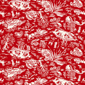 Winter Scene Toile Winter in Snowtown 1226-88 Red by Stacy West from Henry Glass by the yard