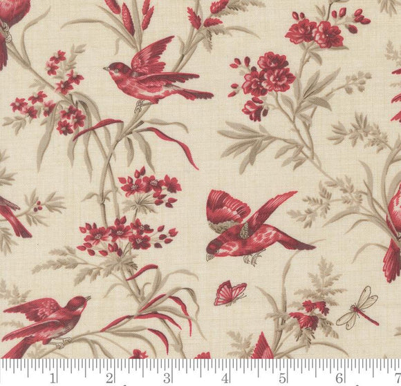 Moineau Florals Birds Joie De Vivre Pearl 13983 11 by French General from Moda by the yard