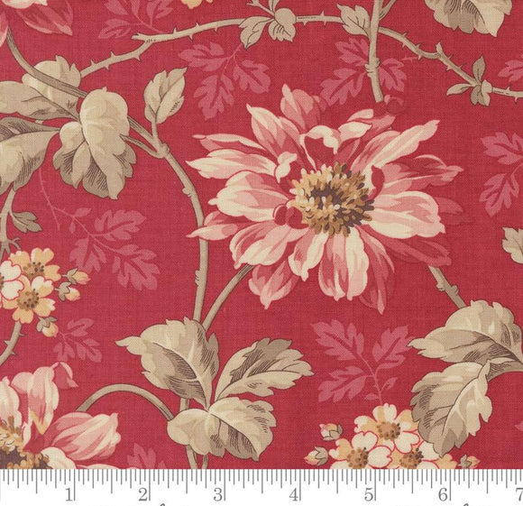 Angelique Florals Joie De Vivre Rouge 13980 12 by French General from Moda by the yard