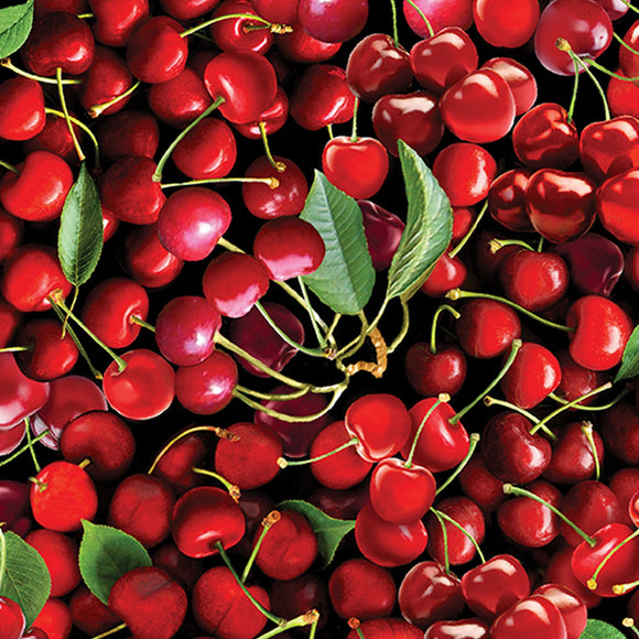 Packed Cherries Red 14315-10 by Kanvas Studios from Benartex 