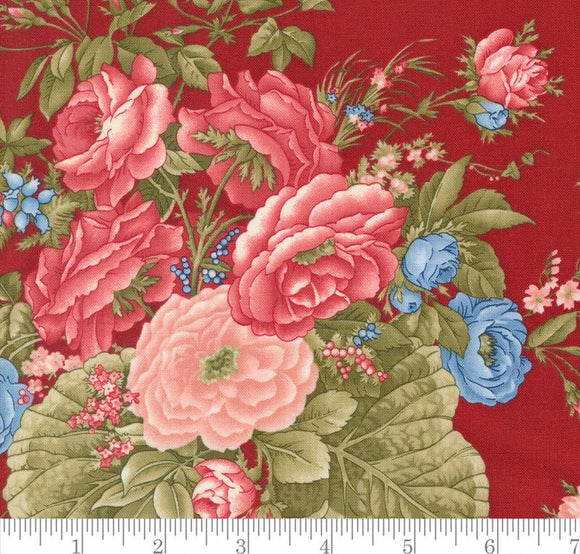 Cabbage Rose Florals Americana Grand Haven Crimson 14980 15 by Minick & Simpson from Moda by the yard