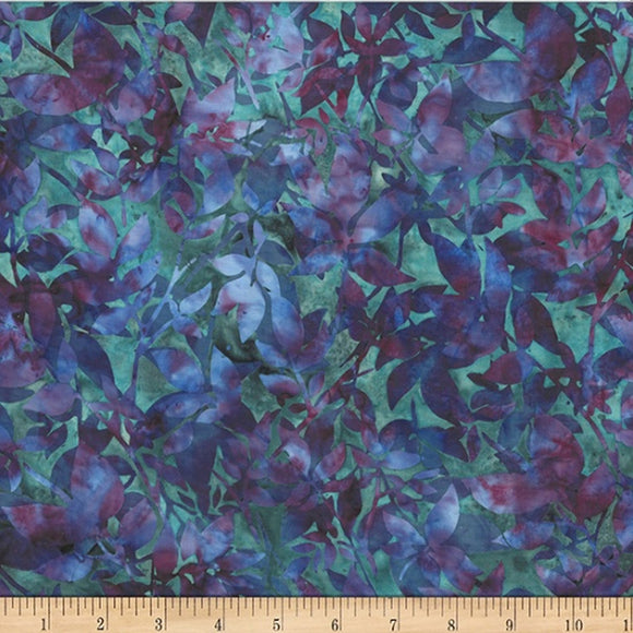 Distressed Leaves Batik Fabric V2550-162-Jewel