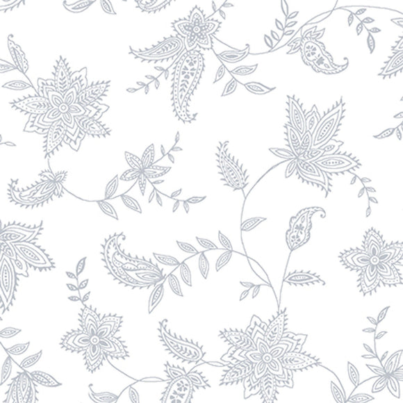 Quilter's Flour VI 1678-01W White on White from Henry Glass by the yard