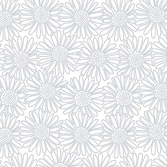 Stacked Daisies Quilter's Flour VI 1688-01W White on White from Henry Glass by the yard