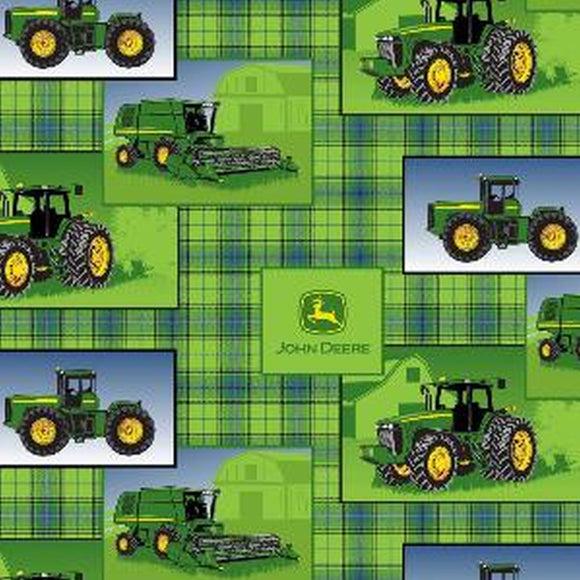 John Deere Plaid Patch All Over RN124655-24354 Fabric from Springs Creative by the yard