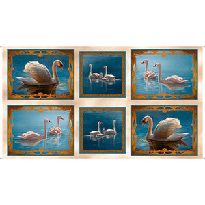Splendid Swans Patches 24"x44" Panel 26663-E from Quilting Treasures 