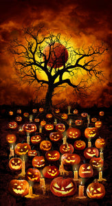 Jack O'Lantern Blood Moon Panel 24" All Hallow's Eve CD2914-ORANGE from Timeless Treasures the panel
