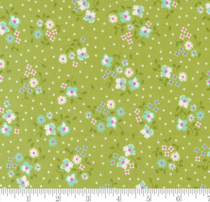 Flower Dot Small Floral Cali Co Pistachio 29190 17 by Corey Yoder from Moda by the yard