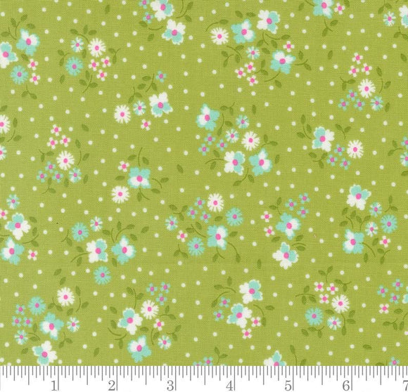 Flower Dot Small Floral Cali Co Pistachio 29190 17 by Corey Yoder from Moda by the yard