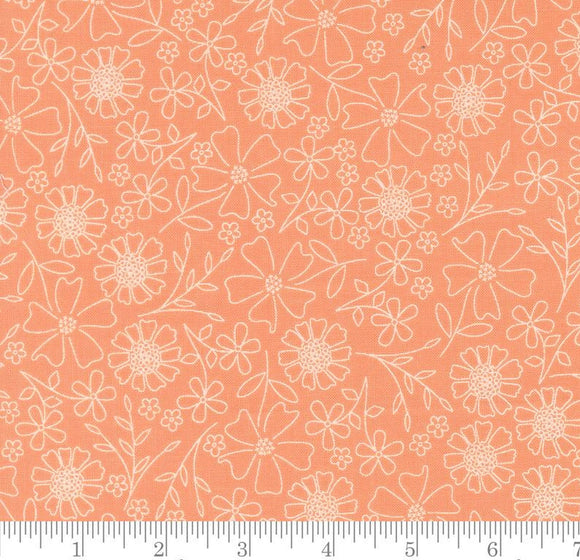 Garden Sketch Florals In The Garden Coral 29231 35 by Corey Yoder from Modafabrics by the yard