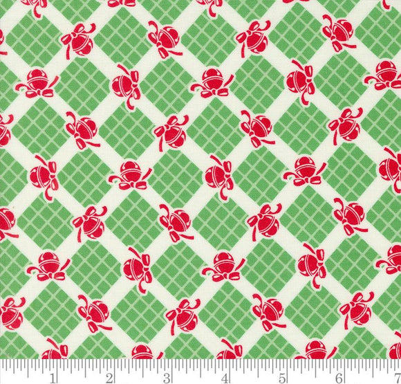 Bells Checks and Plaids Kitty Christmas Holly 31203 15 by Urban Chiks from Moda by the yard