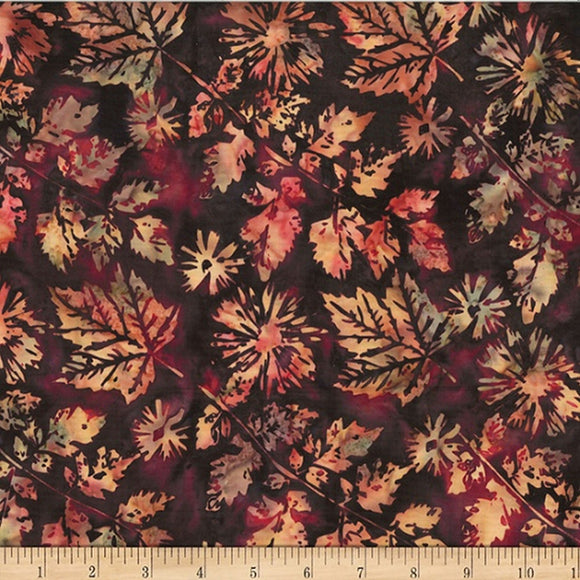 Veined Leaves Bali Batik Fabric V2547-347-Lava
