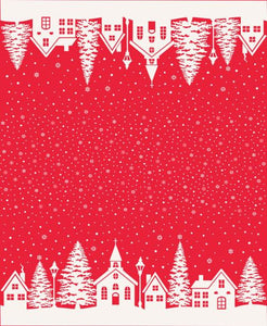 Buon Natale Christmas Village Double Border Print 36" x 44" Pomegranate 35407 14 by Fig Tree Co from Moda by the panel