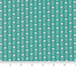Strawberry Lemonade Blooms Small Floral Stripe Teal 37673 21 by Sherri & Chelsi from Moda