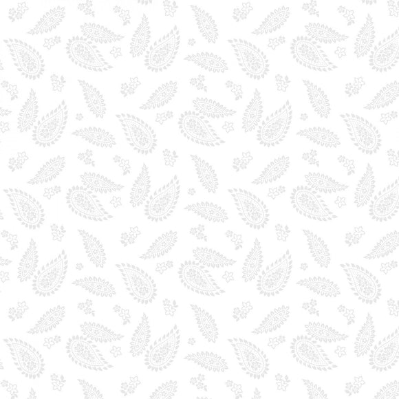 Essentials White on White 39126 100 Paisley from Wilmington Prints by the yard