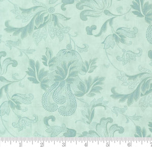 Collections Etchings Aqua 44335 12 Friendly Flourish Damask Scroll Benefiting The Parkinson Foundation from Moda 