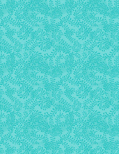 108" Swirling Leaves Turquoise Wide Backing 3062 4427 447 from Wilmington by the yard