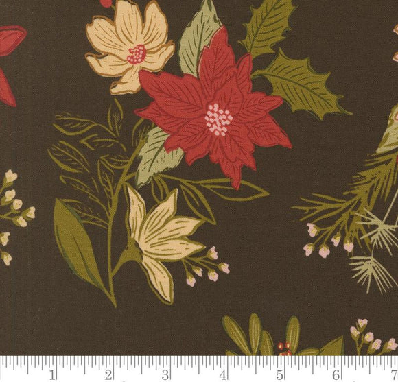 Festive Florals Metallic Old World Yuletide Espresso 45620 16M by Fancy That Design House from Moda by the yard