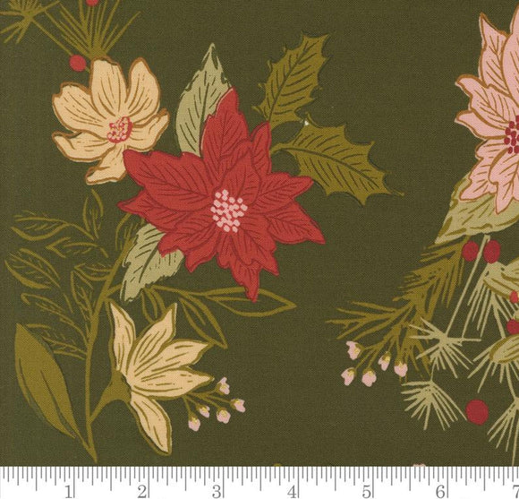 Festive Florals Metallic Old World Yuletide Pine 45620 22M by Fancy That Design House from Moda by the yard