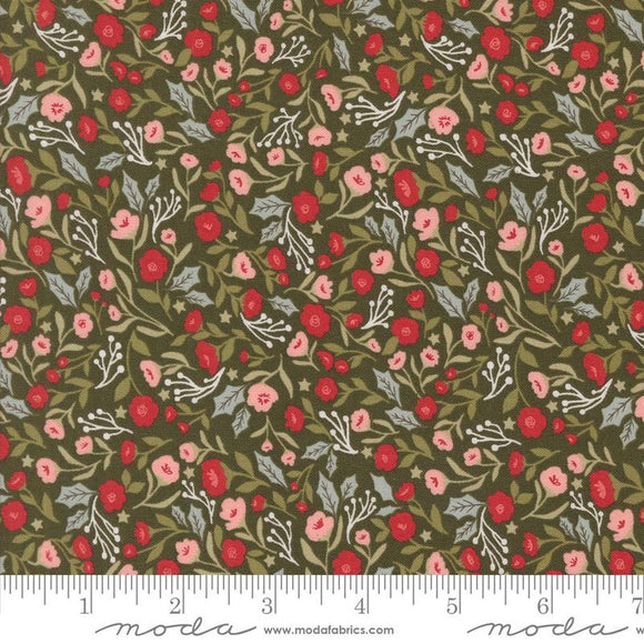Christmas Posies Florals Berry And Pine Wintergreen 5241 13 by Lella Boutique from Moda by the yard