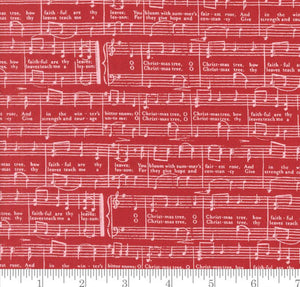 O Christmas Tree Text and Words Music Notes Berry And Pine Cranberry 5244 14 by Lella Boutique from Moda by the yard