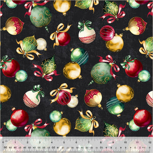 Holiday Splendor Dashing Ornaments 54065-1 Black by Whistler Studios from Windham by the yard