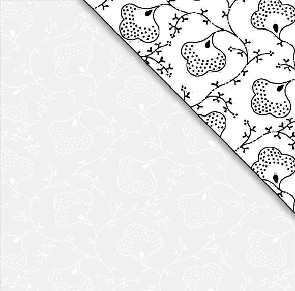 Ramblings Flowers 802 W White on White from P & B by the yard