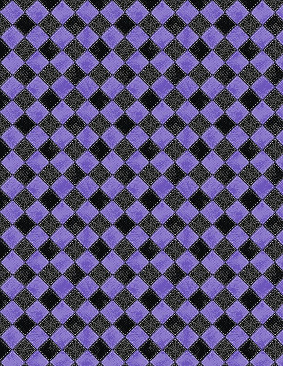 Meow-Gical Purple Checkered Webs 964880-619 by Michael Davis from Wilmington by the yard