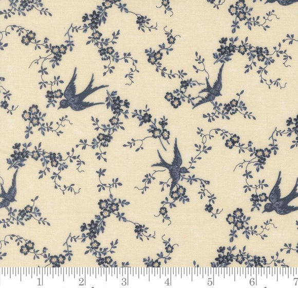 Happy Bluebird Florals Birds Vines Bluebirds Nest Cream 9800 21 by Kansas Troubles from Moda by the yard