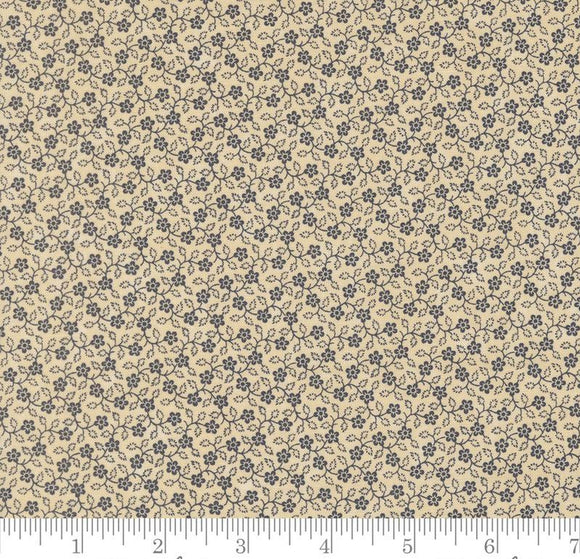 Flowering Vine Small Floral Bluebirds Nest Tan Blue 9806 21 by Kansas Troubles from Moda by the yard