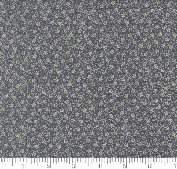 Flowering Vine Small Floral Bluebirds Nest Mid Blue 9806 34 by Kansas Troubles from Moda by the yard