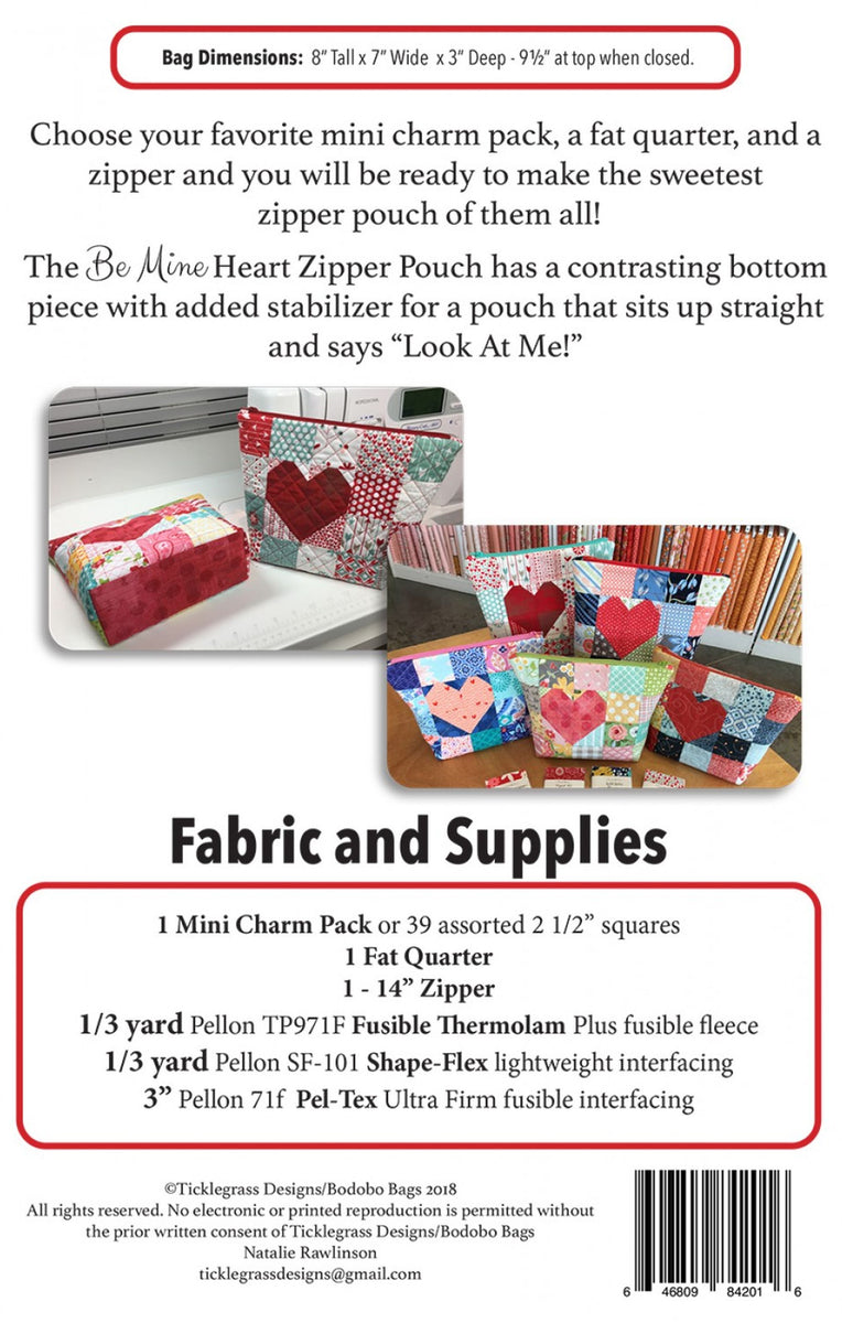 Be Mine Heart Zipper Pouch Pattern – Lonesome Pine Quilts