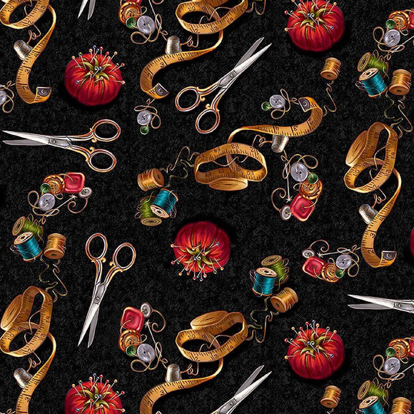 Sew Far Sew Good DONA-CD3352-BLACK by Dona Gelsinger from Timeless Treasures by the yard