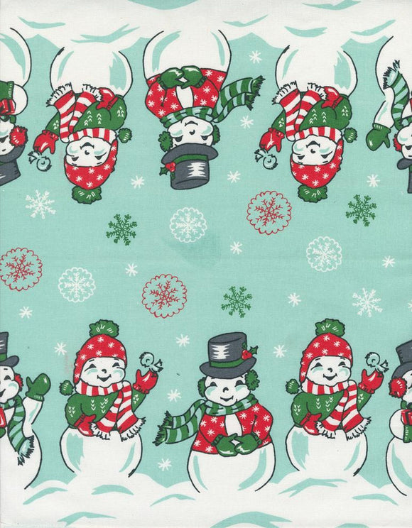 Classic Retro Holiday Snowy Snowmen Toweling 16