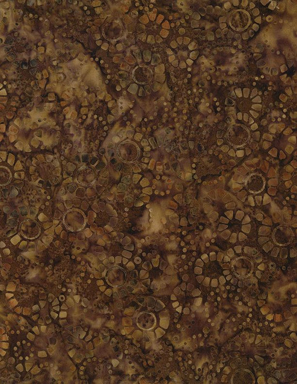 Cinnamon Twist Mosaic Circles Brown 22302 257 from Wilmington Batiks by the yard