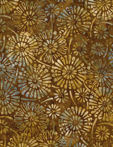 Cinnamon Twist Flower Burst Honey Brown 22300 225 from Wilmington Batiks by the yard