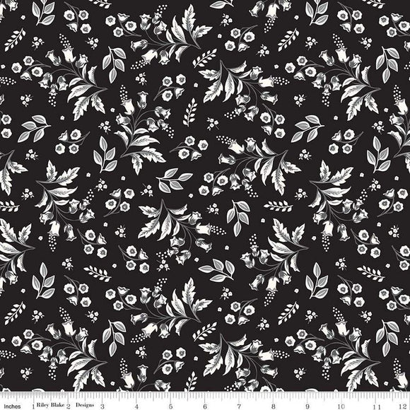 Midnight Meadow Stems Black C15321-BLACK by My Mind's Eye from Riley Blake by the yard