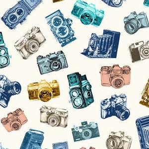 Capture the Moment Camera Fabric DCX12088-BLUE-D from Michael Miller by the yard