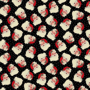 CHRISTMAS MEMORIES Black Tossed Santa Heads Holiday-CD2860 from Timeless Treasures by the yard.