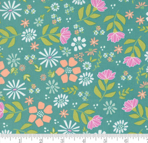 Wild Rose Florals Laguna Sunrise Teal 37680 18 by Sherri & Chelsi from Moda by the yard